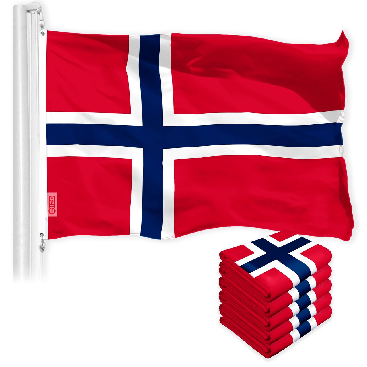 Norway Norwegian Flag 3x5 Ft 5-Pack 150D Printed Polyester By G128